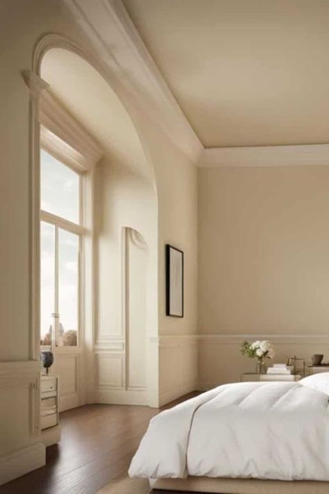 Best Cream Paint Colors - West Magnolia Charm Ivory Interior Paint Colors, Off White Bedroom Walls Neutral Paint, Cream White Walls, Cream Bedroom Colors, Coffee Cream Paint Color, Castle Cream Magnolia Paint, Cream Interior Paint, Luxury Paint Colors, Cream Ceiling Paint