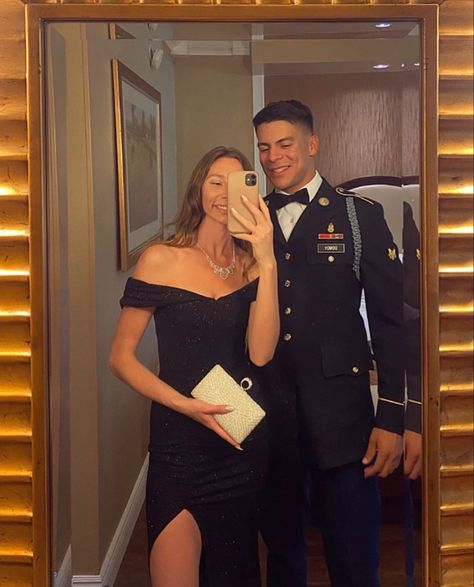 #coupleportrait #couplegoals❤️❤️ #military #militarystyle #dress #formal Military Ball Aesthetic, Military Ball Dresses Army, Military Ball Dresses Jrotc High School, Army Ball Gowns, Marine Ball Dresses, Glitter Long Dress, Military Boyfriend, White Tie Event, Marine Ball