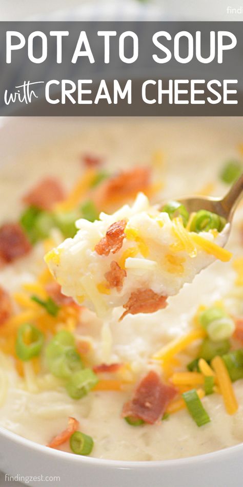 Potato Soup Cream Cheese, Potato Soup With Cream Cheese, Soup With Cream Cheese, Recipes Using Cream Cheese, Cream Cheese Potatoes, Best Potato Soup, Potato Bacon Soup, Cream Of Potato Soup, Potato Soup Easy