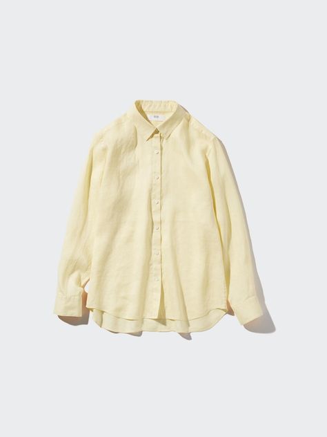 Uniqlo Shirt, Yellow Shirt, Basic Design, Yellow Shirts, European Linens, Linen Shirt, Uniqlo, Not Available, Not Found