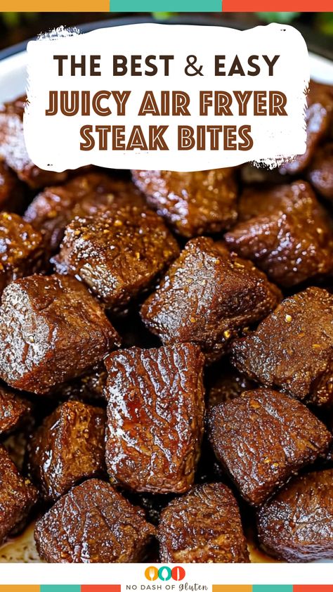 These Juicy Air Fryer Steak Bites are the perfect quick and easy meal! Tender, flavorful steak bites ready in under 20 minutes. Ideal for busy weeknights or a simple yet satisfying dish. Serve with your favorite sides for a complete meal. Give it a try and pin this recipe now! Tiktok Dinner, Air Fryer Steak Bites, Air Fry Steak, Air Fryer Recipes Beef, Air Fryer Recipes Snacks, Steak Bites Recipe, Air Fryer Steak, Tender Steak, Easy Steak