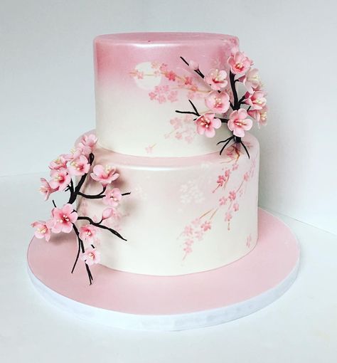 A Lovely Cherry Blossom Quinceanera Theme Japanese Quinceanera Ideas, Cherry Blossom Dessert Table, Sakura Wedding Cake, Mulan Baby Shower Theme, Blossom Quinceanera Theme, Japanese Themed Cake, Blossom Baby Shower Ideas, Cherry Blossom Bridal Shower Theme, Cherry Blossom Baby Shower Theme