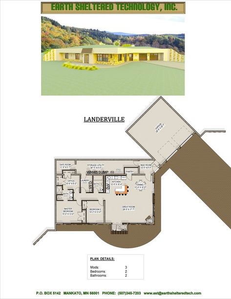 Earth Sheltered Technology - Earth Home, Floor Plans Berm House Plans, Bermed House, Earthship House, Berm House, Earthship Home Plans, Dogtrot House, Hobbit Homes, Earth Ship, Underground Greenhouse