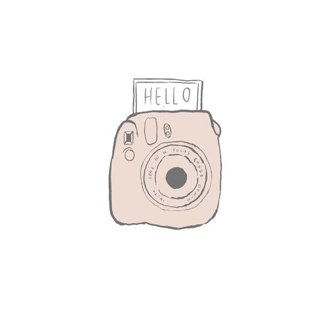 Cute Poloroid Camera, Animated Camera Aesthetic, How To Draw A Polaroid Camera, Camera Cartoon Aesthetic, Camera Cartoon Drawing, Camra Drawings Easy, Camera Cute Icon, Instax Camera Drawing, Poloroid Drawing Ideas Aesthetic