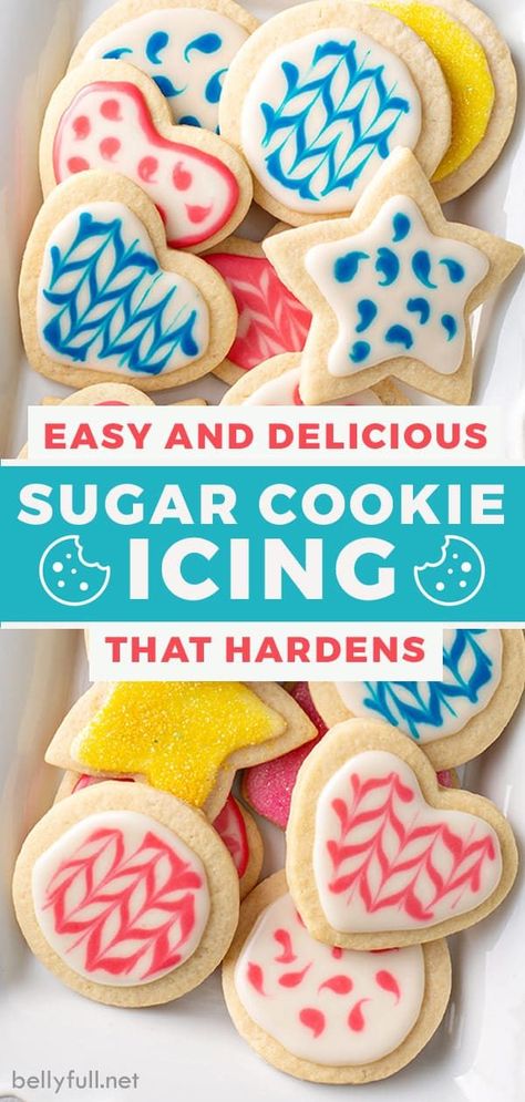 Hard Drying Cookie Icing, Sugar Cookie Hard Icing, Hard Cookie Icing Recipe, Christmas Cookie Frosting Recipes Easy, Hard Frosting For Sugar Cookies, Christmas Cookie Glaze, Easy Sugar Cookie Icing That Hardens, Frosting Sugar Cookies Tips, Sugar Cookies And Frosting