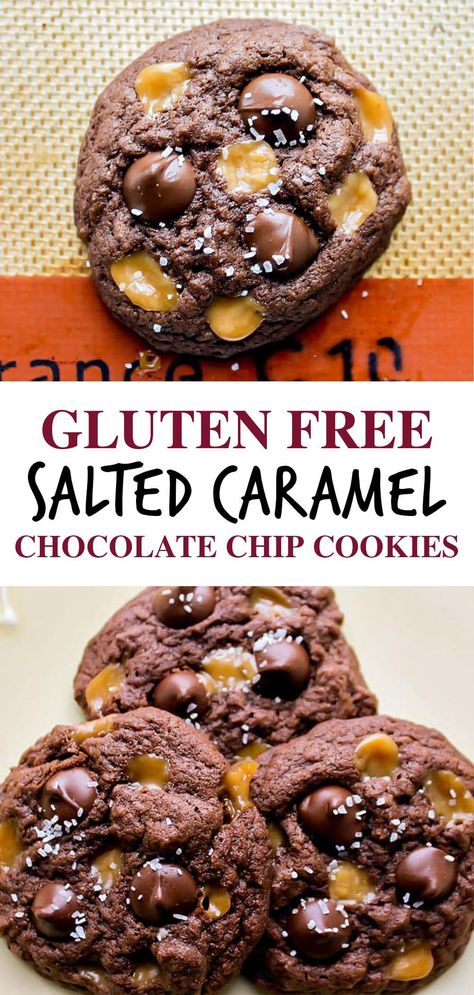 Salted Caramel Chocolate Chip Cookies, Gluten Free Cookies Easy, Cookies Sans Gluten, Glutenfri Baking, Chocolate Homemade, Dessert Oreo, Caramel Chocolate Chip Cookies, Dairy Free Snacks, Gluten Free Cookie Recipes