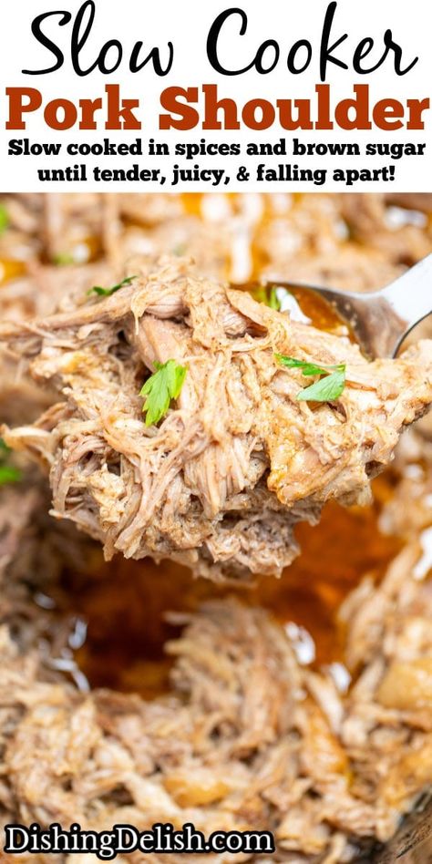 Slow Cooker Pork Shoulder Crock Pot Pork Shoulder Slow Cooker, Pork Shoulder Ribs Recipes Crock Pot, Recipe With Pork Shoulder, Easy Pork Shoulder Crock Pot, Bone In Pork Roast Recipes Crockpot, Small Pork Shoulder Recipes, Pork Shredded Recipes, Pork Shoulder In The Crock Pot, What To Do With Pork Shoulder