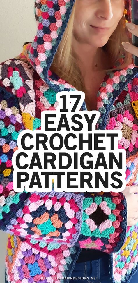 If you're looking for easy crochet cardigan patterns, I've got you covered. I'm sharing 17 beautiful crochet cardigan patterns for beginners. These crochet sweater patterns are so easy and stylish! Crochet granny square cardigan jacket. Crochet Top Square Pattern, Crochet Cardigan With Granny Square, Granny Square Jersey, Crochet Granny Square Jacket Pattern Free, Free Crochet Granny Square Cardigan Patterns, Crochet Granny Square Long Cardigan Pattern Free, Crochet Granny Squares Cardigan, Grannie Square Cardigan Pattern, Free Crochet Jacket Patterns For Women