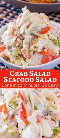 Crab Salad Recipe, Sea Food Salad Recipes, Resep Pasta, Salad Dinner, Crab Dishes, Resep Salad, Salad Pasta, Crab Salad, Seafood Salad