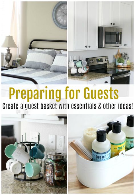 Prepare For Guests Home, Guest Room Prep, Preparing Guest Room, Preparing For Guests Home Tips, Preparing For House Guests, Preparing For Guests, Cozy Guest Room, Guest Basket, Medicine Cabinet Shelves