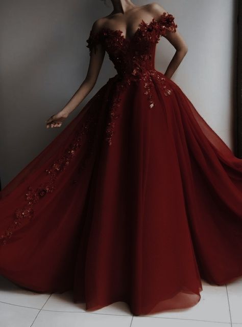 Wine Red Debut Gown, Red Royal Dresses Princesses, Red Princess Gown Royalty, Red Prom Gown Princesses, Red Princess Prom Dress, Red Prom Dress Princess, Princess Ball Gowns Red, Royal Ball Prom Dress, Red Ball Gown Aesthetic