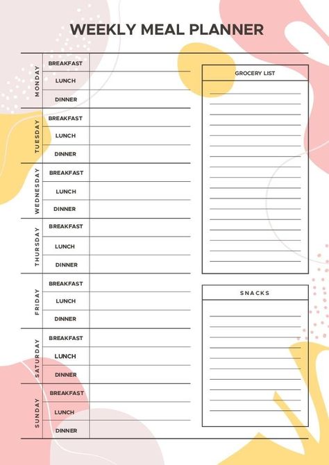 Weekly Meal Planner Meal Planner For The Week, Goodnotes Meal Plan Template, Meal Planning Goodnotes, Food Schedule Template, Blank Weekly Meal Plan Template, Weekly Meal Planner With Grocery List, Weekly Diet Planner, Meal Plan Weekly Printable, Meal Prep List Free Printable