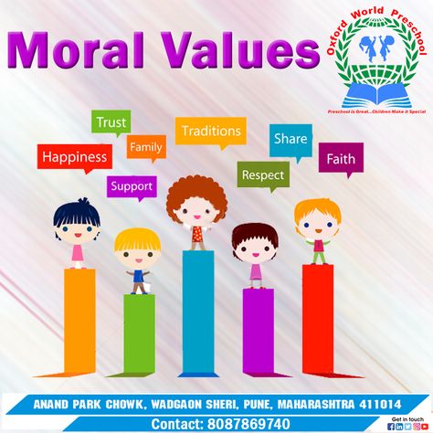 School Morals are very important for the development of a child.    Students get happiness in learning in the school.    Oxford World Preschool is a trustworthy & supportive school.    Trust in the school & get admission to your child in the school.    Hurry Up!! Admission Open!!    Contact us: 8087869740    #OxfordWorldPreschool #activities #learn #Science #games #kids #mathgames #learncolors #colorful #nurseryrhymes #toddlers #activity #outdoor #education #funny #shopping #kidschannel Moral Values Poster Drawing, Moral Values For Kids Activities, Assembly Activities School, Moral Values Chart In Classroom, Moral Values Poster, School Corridor Decoration Ideas, Moral Values For Kids, Inspirational Bulletin Boards, Funny Shopping