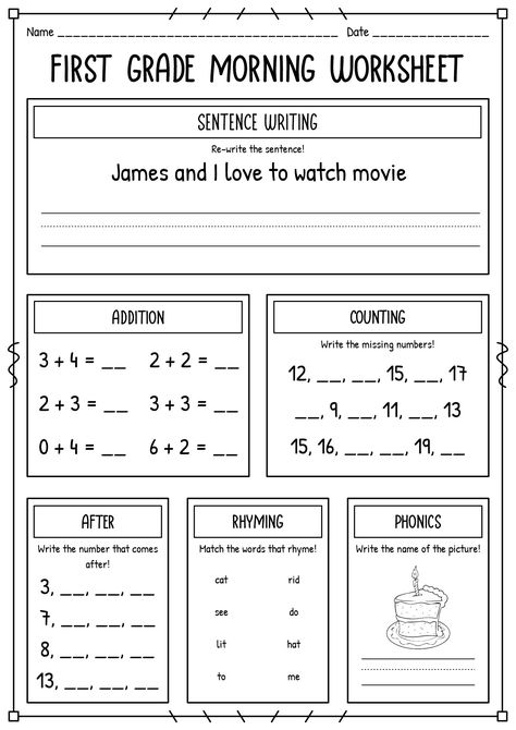 Homework Ideas For First Grade, Morning Worksheets First Grade, Morning Work Grade 1, Morning Menu 1st Grade, 1st Grade Morning Work Free, Morning Work For 1st Grade, Morning Menu Homeschool 2nd Grade, Fun 1st Grade Worksheets, Morning Work Homeschool