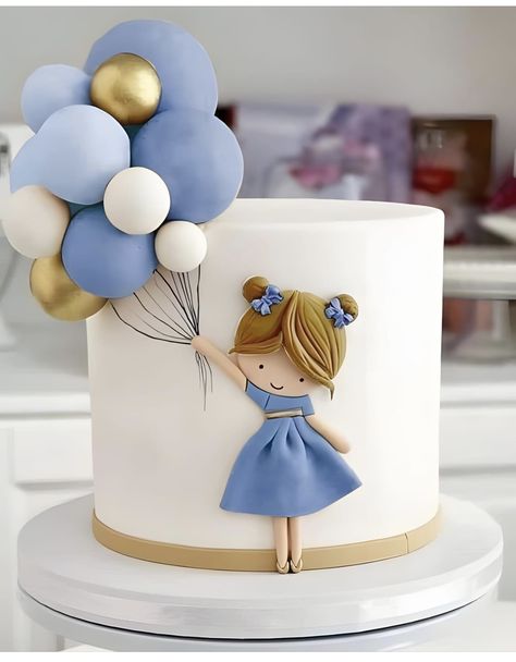 Fondant Balloons, Art Birthday Cake, Birthday Cake Designs, Fondant Cake Tutorial, Elegant Cake Design, Cake Designs For Girl, Cake Designs For Kids, Bts Cake, Photo Cake Topper