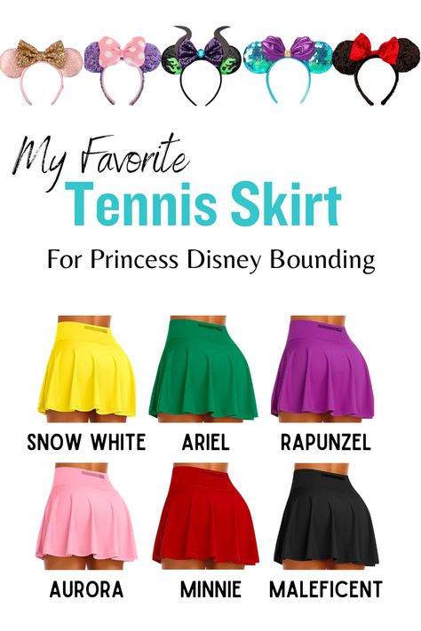 Disney Outfits With Tennis Skirts, Disney Skirt Outfits Women, Fitness Skirt Outfits, Easy Disney Bounding Outfits, Summer Disneybound Outfits, Disney 5k Outfits, Princess Disney Bounding, Disney Princess Outfits Women Casual, Disney Outfits Best Friends