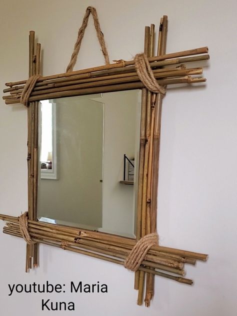 Bamboo Furniture Diy, Spiegel Diy, Bamboo Diy, Bamboo House Design, Potpourri Christmas, Bamboo Decor, Bamboo Mirror, Bamboo House, Bamboo Crafts