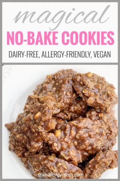 Allergy-Friendly No-Bake Cookies Recipe. Dairy-Free, Egg-Free, Peanut-Free Possible. A huge hit at potlucks and affordable enough to share! Dairy Free No Bake Cookies, Cookies Dairy Free, Peanut Free Desserts, Nut Free Cookies, Nut Free Desserts, Allergy Friendly Desserts, Nut Free Snacks, Egg Free Desserts, Egg Free Cookies