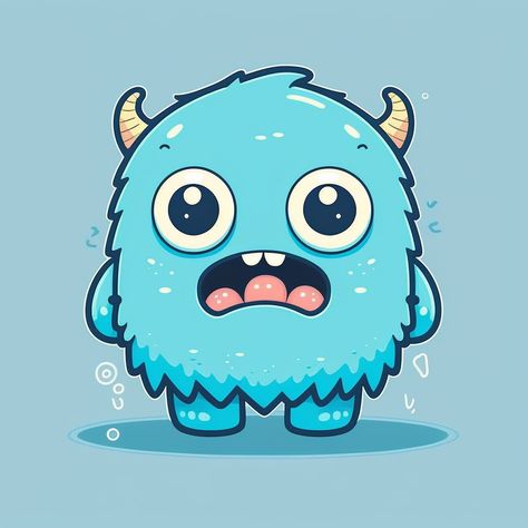 Cute Monster Design, Cute Monsters Drawings Easy, Cartoon Monsters Drawing, Chibi Monster, Kawaii Monster, Cute Monsters Drawings, Monster Cartoon, Blue Monster, Illustrator Design Tutorial