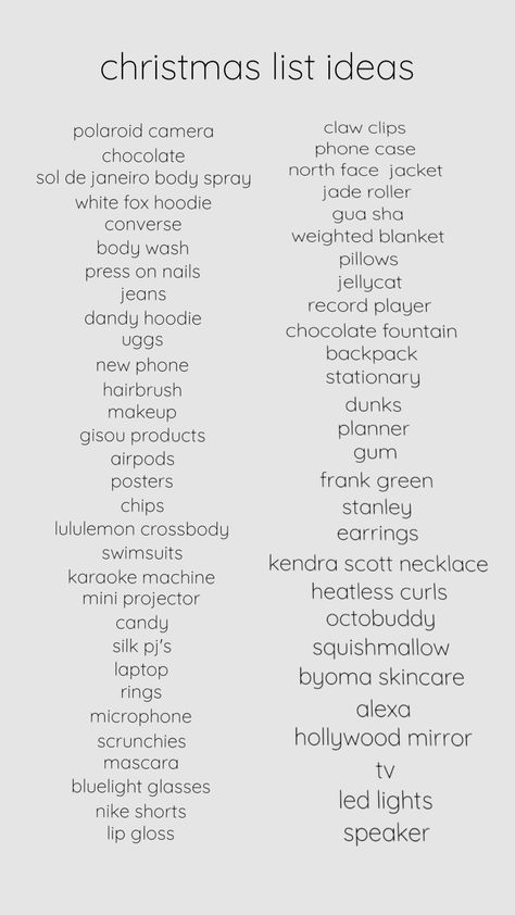 christmas list ideas 🎄 #christmas #wishlist #Xmas #ideas #popular #fyp Winter Wishlist Ideas, Chrismas Whislist Ideas, Stuff To Put On Ur Christmas List, Christmas Things To Ask For, Christmas List Ideas Collage, Something I Want Something I Need List, Christmas List Ideas Black Women, What To Get For Christmas 2024, Things To Put On Christmas List 2024