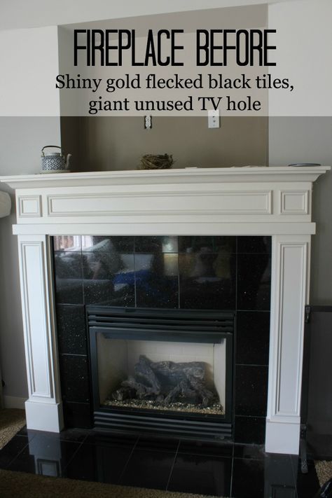 like a possible continuation of floor & fireplace tile above fireplace to frame flatscreen Tv Nook Makeover, Fireplaces Makeover Modern, Above Fireplace Ideas, Tv Niche, Farmhouse Fireplace Mantels, Tv Nook, Above Fireplace, Country Fireplace, Tv Over Fireplace