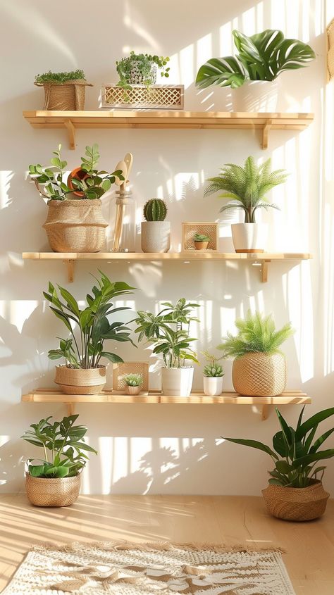 Plant Wall Shelf, Plant Shelving, Shelf Designs, Wall Plants, Kitchen 2024, Shelves Design, Porch Flowers, نباتات منزلية, Garden Shelves