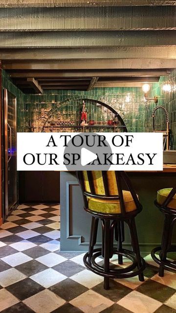 Kate Pearce | Interior Stylist + Blogger on Instagram: "Hands down, the hardest thing to leave in New York was this speakeasy (sorry, ma! 😂😉😘). . We spent 4-5 months thrifting, DIY-ing and building to turn a dirty old 110-y/o basement into our dream space, and then we left it four months later to move to Chicago! 😭😭🌭🌭 . From the hidden door, to the tiled zellige arch, we left no detail unturned. But our basement here in Chicago doesn’t even know what’s up!… Chicago-style speakeasy coming your way…in 2023 maybe? 😂🙌💁🏻‍♀️ . #speakeasy #basementremodel #basement #homebar #diyhomedecor #diyhomeprojects #diy #apartmenttherapy #sodomino #myhousebeautiful" Diy Speakeasy Bar, 1920s Speakeasy Aesthetic, Speakeasy Decor Bar, Thrifting Diy, Speakeasy Door, 1920 Home, Speakeasy Decor, 1920s Speakeasy, Victorian Bar