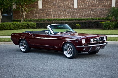 1964 Mustang Convertible, 1966 Ford Mustang Convertible Cherry Red, Cherry Red Convertible, Burgundy Mustang, Convertable Cars Aesthetic, Vintage Convertible Cars, Burgundy Car, 1966 Mustang Gt, Mustang Gt Convertible