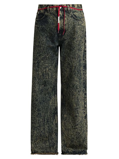 "Find MARNI Acid Wash Wide-leg Jeans on Editorialist. Crafted of acid-wash denim, these Marni jeans are cut for a wide-leg fit. A leather logo back tab completes the design. Five-pocket style Button closure Zip fly 100% cotton Back trim: 100% leather Dry clean Made in Italy SIZE & FIT Model measurements: 6'2\" tall, waist 31\" Model is wearing a US size 32. Marni. Color: Pink Gummy. Size: 34." Latest Jeans, Denim Crafts, Acid Wash Jeans, Acid Wash Denim, Leather Logo, Casual Style Outfits, Acid Wash, Denim Wash, Model Measurements