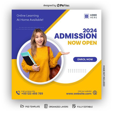 Education Service Admission Open Instagram Post Design PSD - PsFiles Education Pamphlet Design, College Pamphlet Design, Computer Education Poster Design, Tution Class Banner Design, Admissions Open Poster, School Admission Open Creative Poster, College Banner Design, Education Banner Design Ideas, Chart Design For School