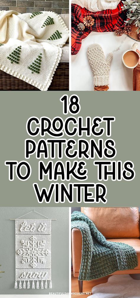 New Crochet Projects, Free Crochet Patterns Winter, Crochet Patterns For Winter, Cute Winter Crochet Ideas, Yule Crochet Patterns, Winter Crochet Decor, Quick Winter Crochet Projects, Crochet Winter Patterns Free, Easy Winter Crochet Projects