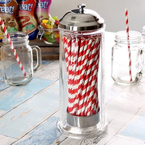 Retro Diner Decor, Cocktail Gift Set, Straw Dispenser, Straw Holder, Condiment Caddy, Diner Decor, Glass Dispenser, Retro Diner, Drink Containers