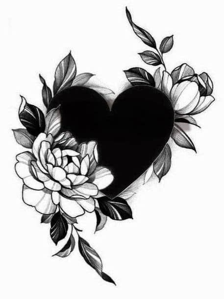 Coverup Tattoo Ideas Back Of Neck, Heart Tattoo Cover Ups, Black Tattoo Ideas Cover Up, Women Chest Tattoo Cover Up, Black Heart Tattoo Design, Easy Tattoo Cover Up Ideas, Dark Tattoos For Cover Ups, Flower Cover Up Tattoo Before And After, Cover Up Ideas Tattoo For Women