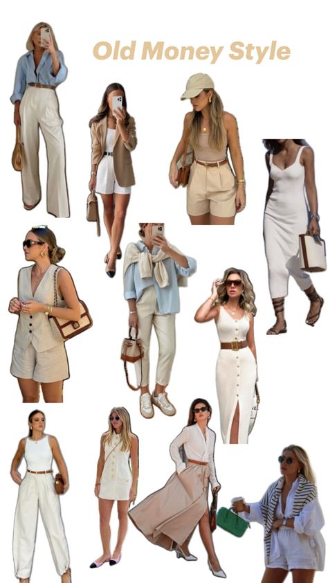 Always wear well-made, sophisticated and timeless clothes and accessory to look like old money. Neutral colors - such as navy blue, beige, white, grey - are favored in this style Outfits For Casual, Popular Fashion Trends, Money Dress, Capsule Wardrobe Casual, Old Money Outfits, Dressy Casual Outfits, Fashion Capsule Wardrobe, Everyday Fashion Outfits, Casual Day Outfits