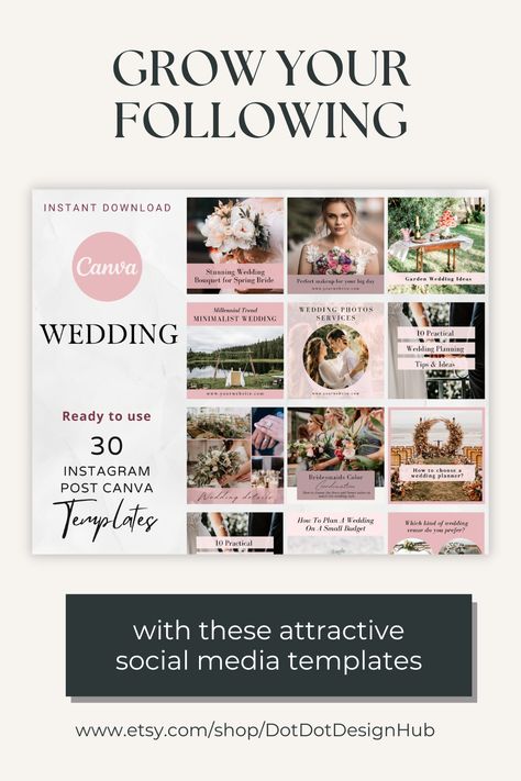 Wedding Pink Instagram Post Canva templates with Real Text for wedding business, wedding planner, wedding coordinator and wedding sector are made to save you time! These minimalist social media templates are perfect for all type of wedding service providers, influencers and bloggers. You’ll save time and effort in designing the instagram posts from scratch. Wedding Planner Social Media Post, Wedding Planner Social Media Content, Event Planner Social Media Posts, Wedding Planner Instagram Feed, Wedding Social Media Post Design, Wedding Social Media Post, Wedding Instagram Post, Pink Instagram Post, Support Small Business Quotes