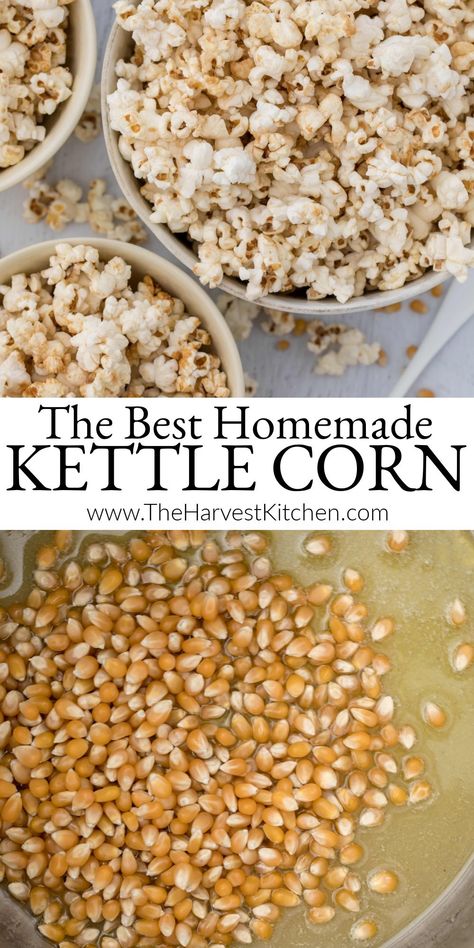 Specialty Popcorn Recipes, Kettlecorn Popcorn Recipe Microwave, Best Kettle Corn Recipe, Diy Kettle Corn Popcorn, Home Made Kettle Corn, Homemade Kettle Corn Recipe, Kettle Popcorn Recipes, Kettle Corn In Popcorn Maker, Kettlecorn Popcorn Recipes