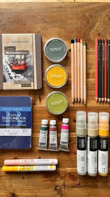 Art Supplies Markers, Sketchbook Supplies, Ohn Mar Win, Pan Pastels, Colour Mixing, Art Painting Tools, Watercolor Sketchbook, Art Diary, Art Supply