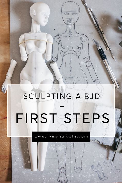 Sculpting a BJD from air-dry clay: first steps — Nymphai Dolls Ball Jointed Doll Sculpting, How To Make A Ball Jointed Doll, Porcelain Doll Upcycle, Ball Jointed Dolls Realistic, Clay Dolls Diy, How To Make A Doll, Bjd Dolls Tutorial, Bjd Tutorial, Doll Sculpting