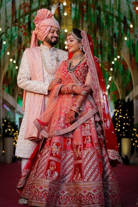 Color Coordinated Dress for Couple | Matching Couple Dress Ideas | Wedding 2021 BookEventz #colourcoordinated #colourcoordinatedoutfits #matchingdress #groomandbride #colourcoordinatedcouple #bookeventz #couplegoals #weddinggoals #weddingdream #love #wedding2021 Wedding Dresses Couple Indian, Bride And Groom Indian Wedding Outfit Matching, Indian Couple Wedding Outfit, Wedding Couple Dress Indian, Rajasthani Wedding Dress, Couple Clothes Matching Wedding, Couple Dress Matching Indian Wedding, Couple Dress Ideas, Indian Wedding Lehenga Bridal