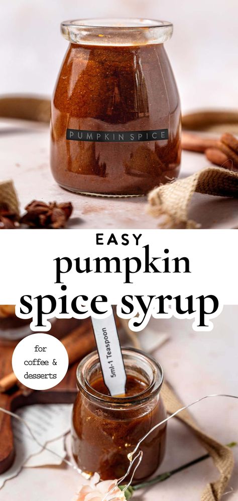 This easy Pumpkin Spice Simple Syrup is perfect for coffee, lattes, and as a topping for desserts or pancakes. It’s made with real pumpkin puree and is completely dairy-free and vegan. With only 5 ingredients (1 of which is water), it’s an easy way to add some cozy fall flavor to recipes. You’ll want to put this pumpkin spice sauce on or in just about everything! Vegan Pumpkin Spice Sauce, Vegan Pumpkin Syrup For Coffee, Dairy Free Pumpkin Spice Sauce, Healthy Pumpkin Spice Sauce, Dairy Free Pumpkin Sauce For Coffee, Dairy Free Pumpkin Spice Syrup, Vegan Pumpkin Spice Syrup, Pumpkin Pie Simple Syrup, Pumpkin Spice Puree For Coffee