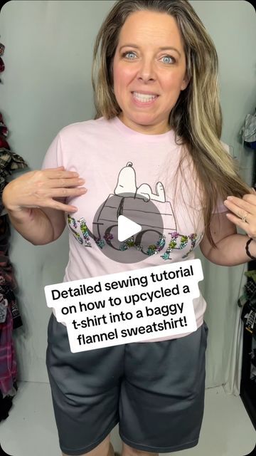 Madi Mac Fashions on Instagram: "Detailed tutorial on how to take a T-shirt that is too small and up cycle it into a flannel sweatshirt with a kangaroo pocket! #sweatshirt  #upcycle  #flannel #sewing" Too Small Sweatshirt Refashion, Make T Shirt Bigger, Upcycle A Sweatshirt, Repurposed Flannel Shirt Ideas, Sweatshirt And Flannel Upcycle, Flannel Projects Sewing, Tshirt Repurpose Ideas, Sweatshirt Makeover Ideas Diy, Jean Jacket Embellishments Ideas