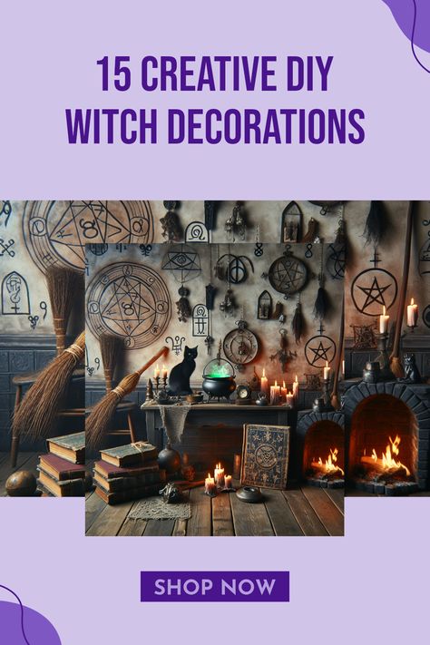 Add a magical touch to your space with these 15 unique DIY witchcraft decoration ideas! Perfect for those just starting or experienced wiccans looking to spruce up their home. From charming talismans to spell jars bursting with energy, bringing home these creative projects lets you express your craft in style. Let your imagination run wild with simple materials around your house. Create a cozy, witchy atmosphere that resonates with your spirit. Don’t wait—grab some supplies and start crafting your enchanting decor today! Witchy Entryway Decor, Witchy Wall Decor Diy, Witchy Clay Crafts Diy, Dollar Tree Witchcraft Supplies, Diy Witch Decorations, Wiccan Decor Diy, Witch Diy Decoration, Diy Wiccan Crafts, Diy Witch Decor