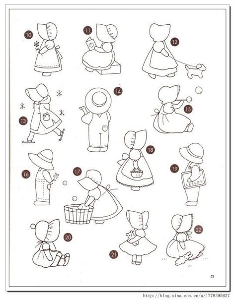 Trendy Patchwork Patterns Templates Sunbonnet Sue Ideas Patchwork Ideas, Sunbonnet Sue, Applique Quilt Patterns, Redwork Embroidery, Applique Quilting, Pola Sulam, Paper Embroidery, Sewing Appliques, Doll Quilt