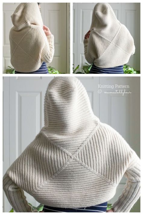 Center Point Popover Hoodie Knitting Pattern - Knitting Pattern 8mm Knitting Patterns, Hooded Cardigan Pattern Free Knitting, Hooded Cowl Knitting Pattern, Knitting Inspiration Beginner, Knitted Hoodie Pattern Free, Knit Hoodie Pattern, Hoodie Knitting Pattern, Crochet Diys, Loom Knitting Patterns Free