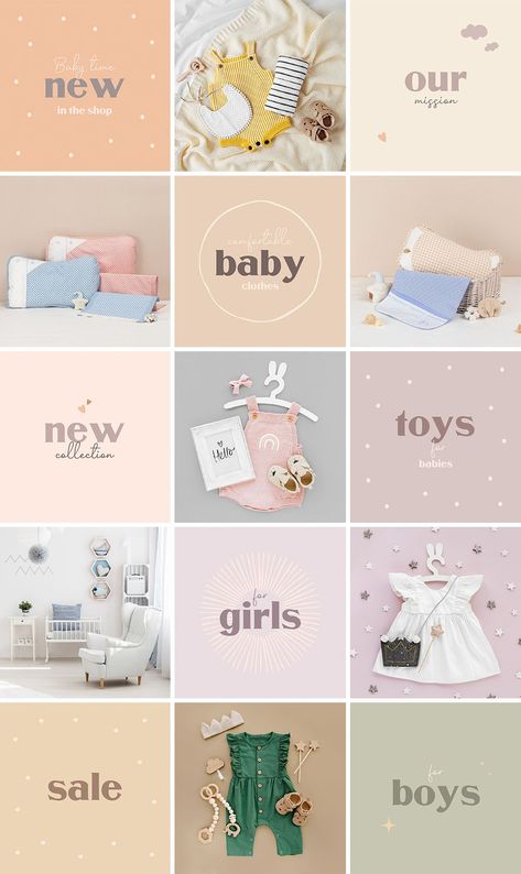 Kids Branding Design, Instagram Grid Design, Instagram Branding Design, Instagram Feed Planner, Instagram Feed Layout, Sell Clothes, Desain Editorial, Instagram Theme Feed, Instagram Template Design