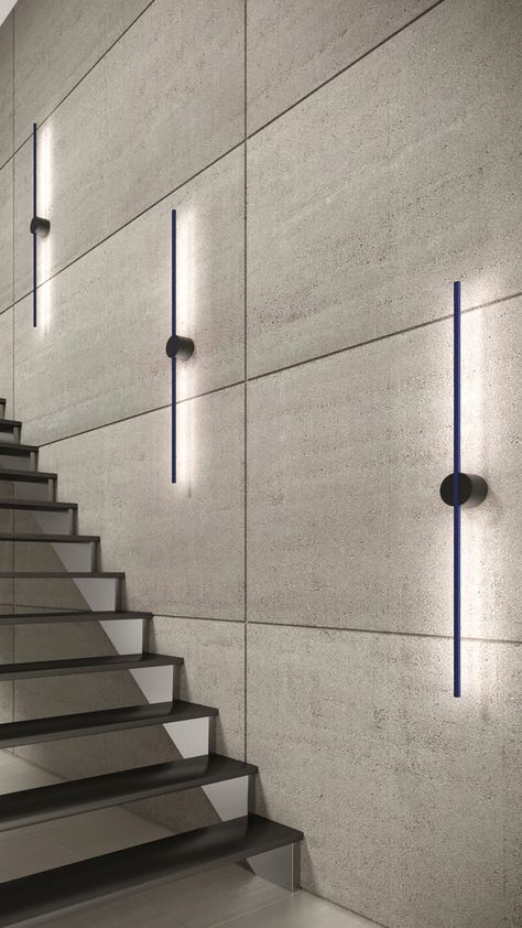 Staircase Wall Light Design, Modern Interior Lights, Home Lighting Design Ceilings, Modern Home Lighting Design, Steps Wall Design, Interior Wall Lights Living Room, Staircase Design Wall, Wall Lighting Design Modern, Modern Bedroom Lights