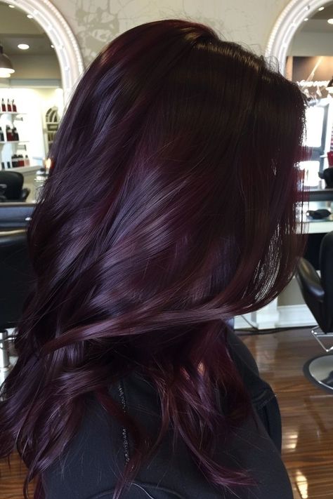 Magenta Brunette Hair, Hair Color Red And Purple, Dark Red Cool Toned Hair, Burgundy And Violet Hair, Berry Black Hair, Mulberry Hair Color Burgundy, Dark Red Hair Color Burgundy Purple Fall, Dark Brown Purple Hair Burgundy, Dark Purple Maroon Hair