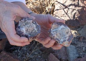 Geodes - Where can you find geodes? - DesertUSA Rock Polishing, Gem Hunting, Rock Identification, Rock Collecting, Rock Tumbling, Agate Rocks, Geode Rocks, Fossil Hunting, Rocks And Fossils