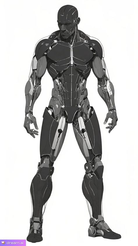 Robot Suit Drawing, Biomechanical Robot Concept Art, Cybernetic Body Concept Art, Cyborgs Art Cyberpunk, Cyborgs Art Male, Haunted Armor, Futuristic Robot Concept Art, Android Concept Art, Technology Concept Art