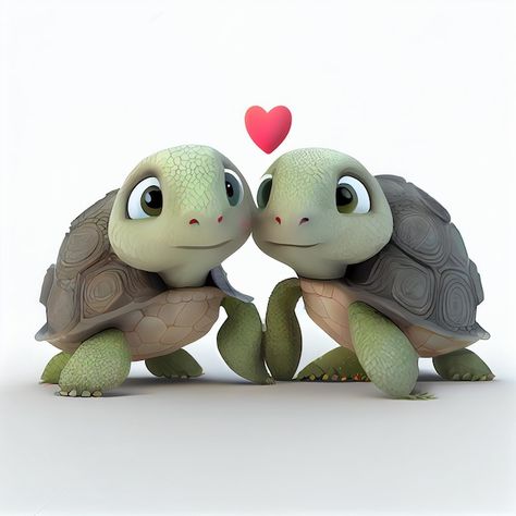 Couple Animals, Valentine Animals, Animal Couple, Turtle Wallpaper, Simple Drawings, Cute Turtle, Photo Cute, Turtle Love, Couple In Love